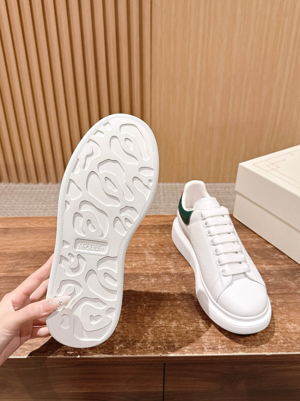 White and Green Sneakers
