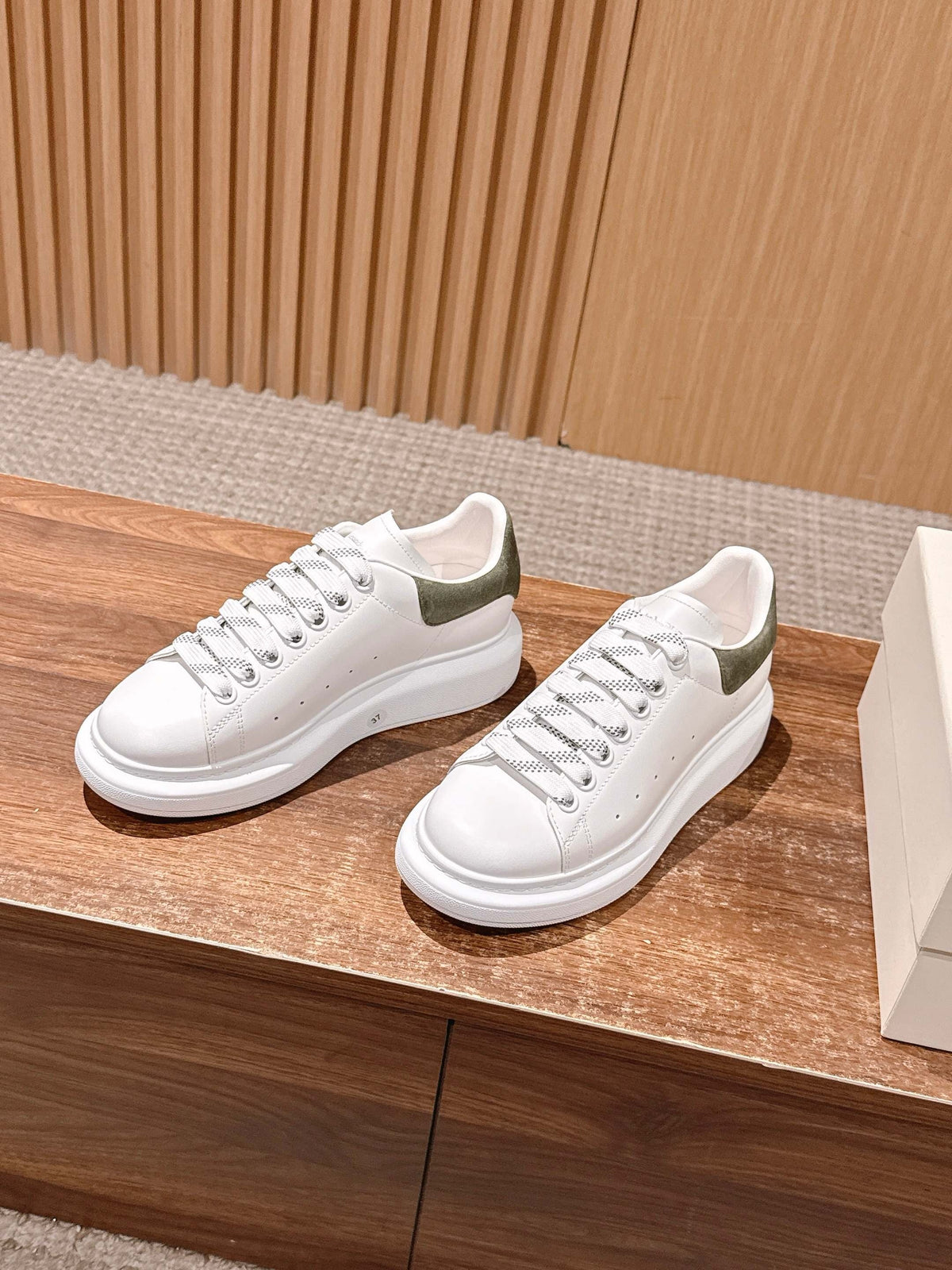 Olive Green and White Sneakers