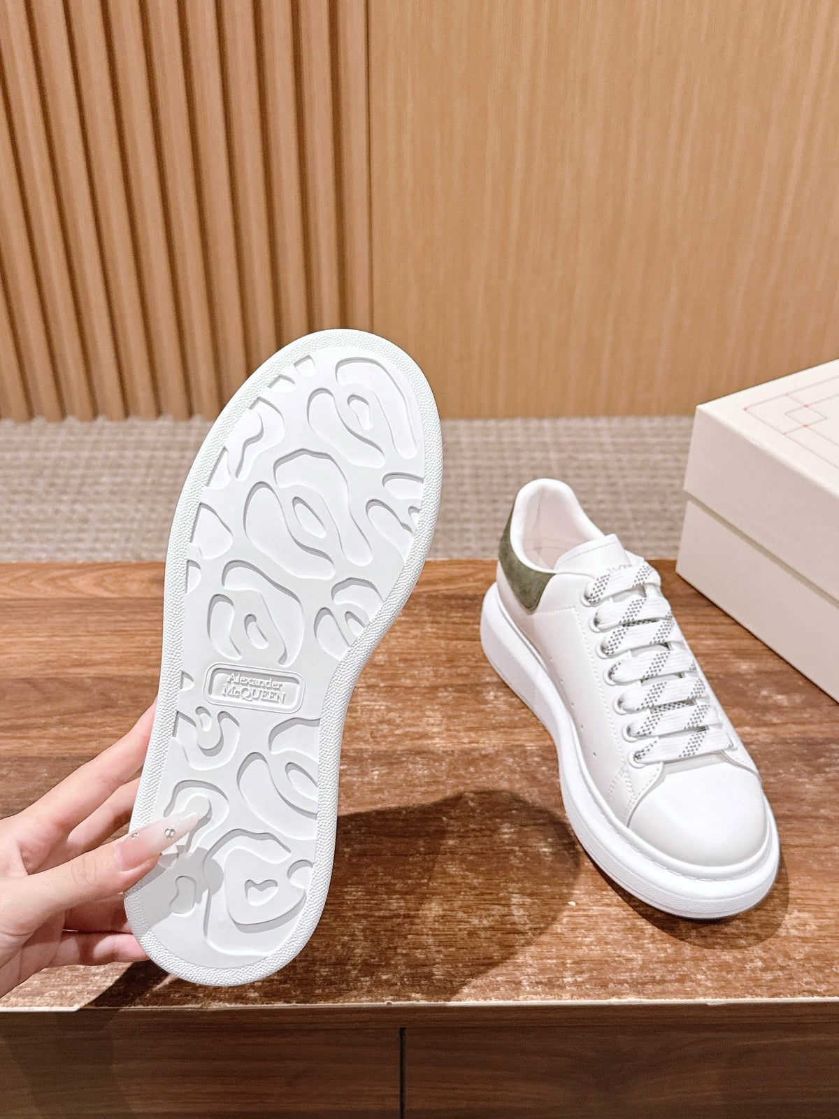 Olive Green and White Sneakers