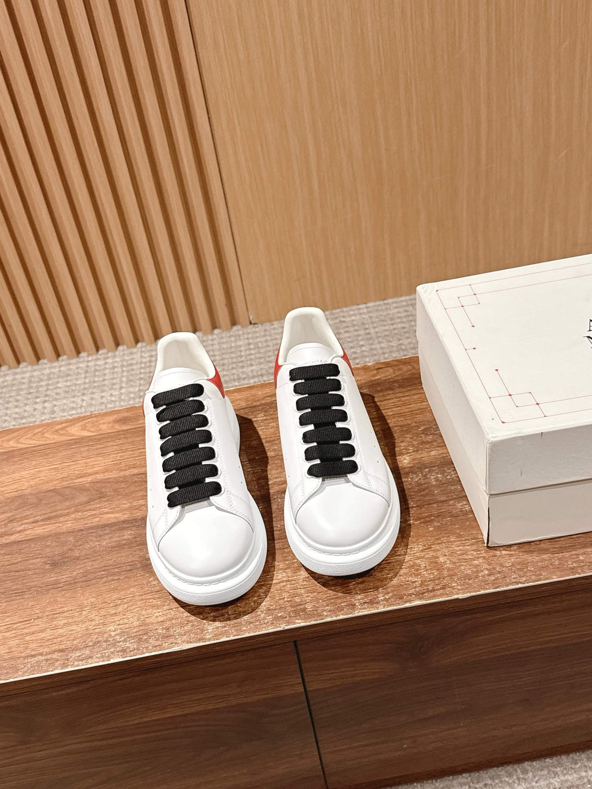 White and Red Sneakers