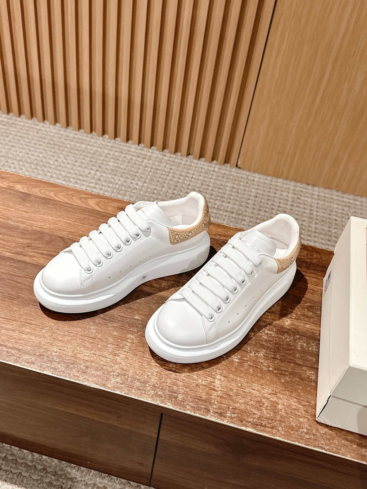 White Leather Plain Platform - Women's
