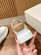 White and Golden Sneakers - Women's