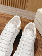 White and Golden Sneakers - Women's