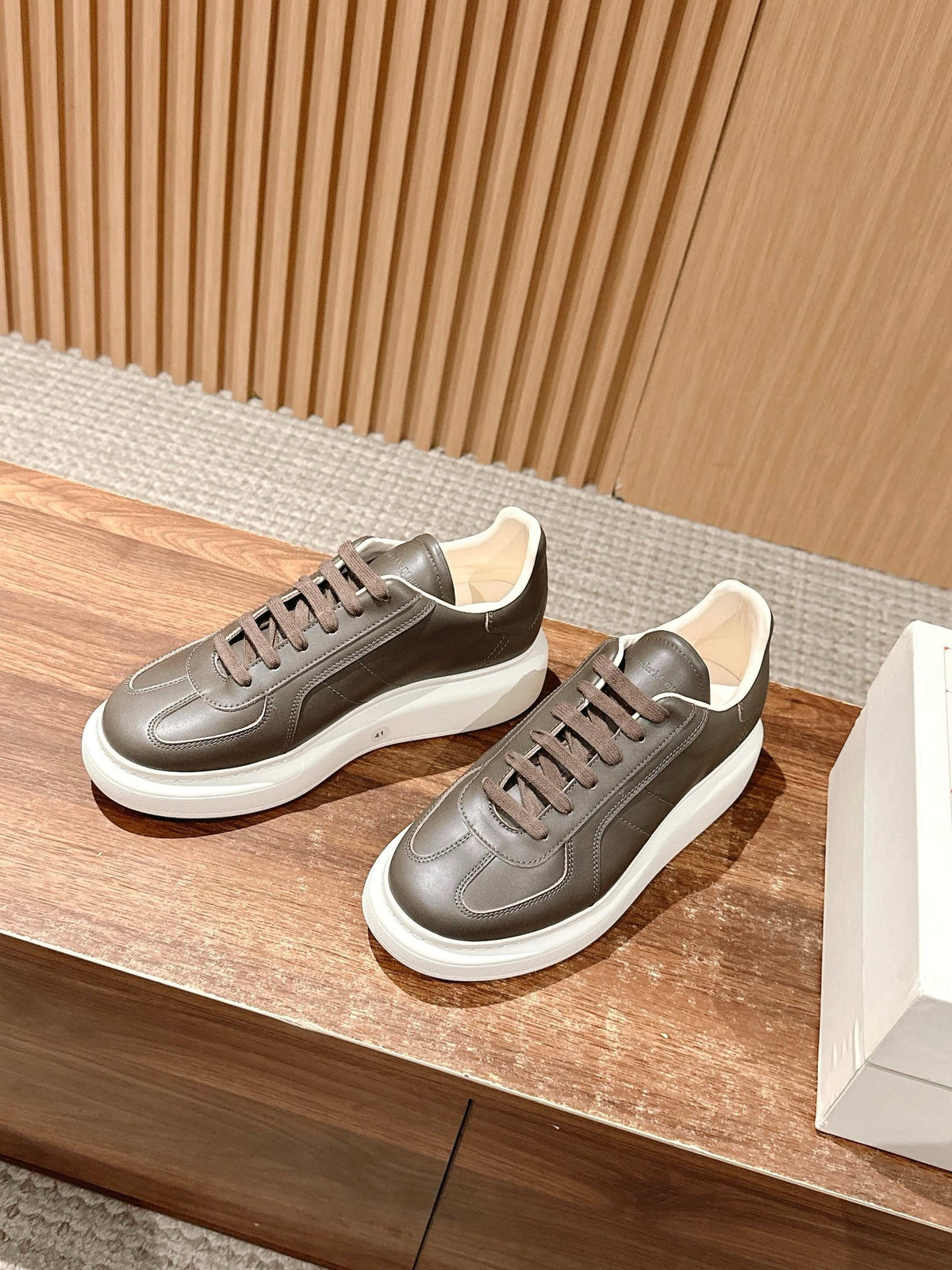 Dark Brown and White Sneakers