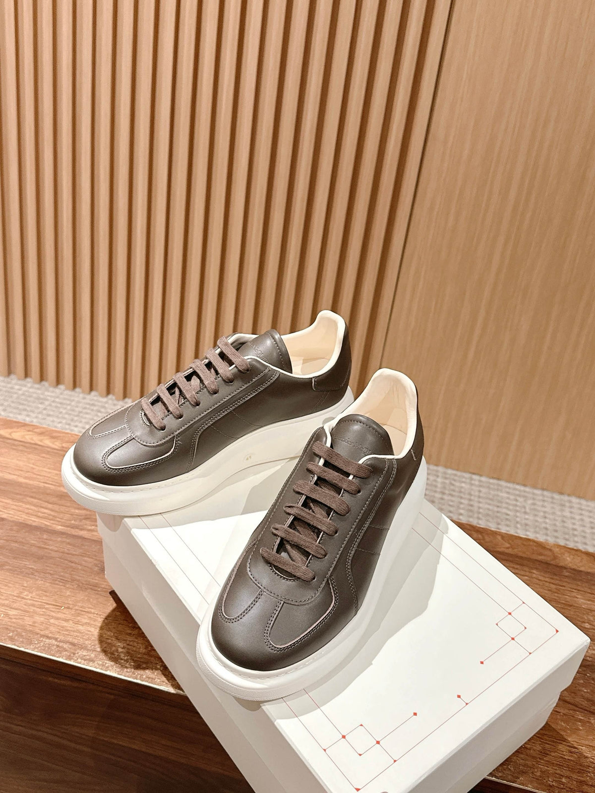 Dark Brown and White Sneakers