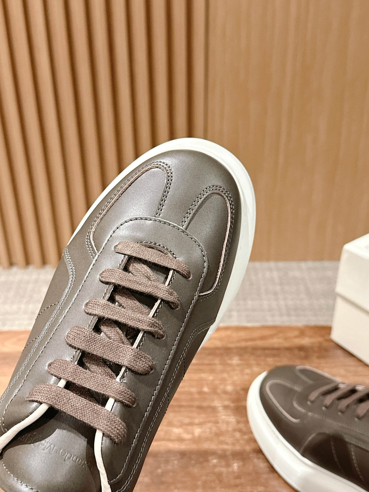 Dark Brown and White Sneakers