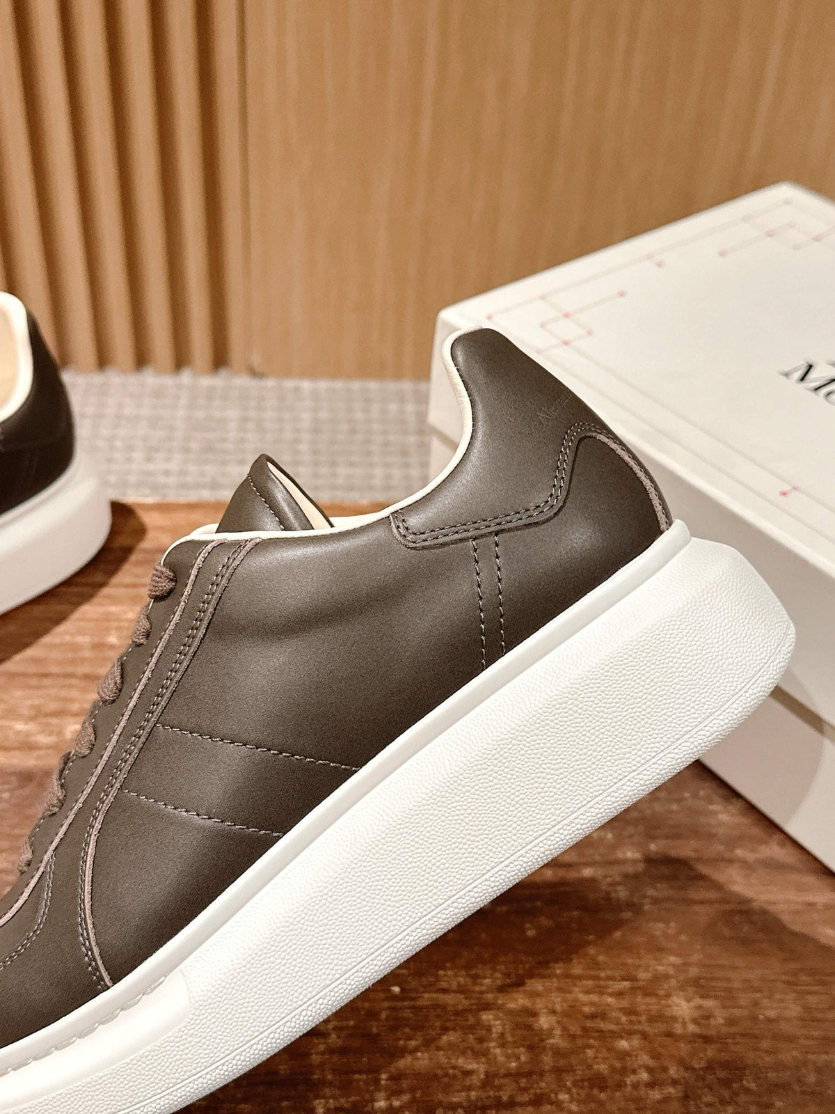 Dark Brown and White Sneakers