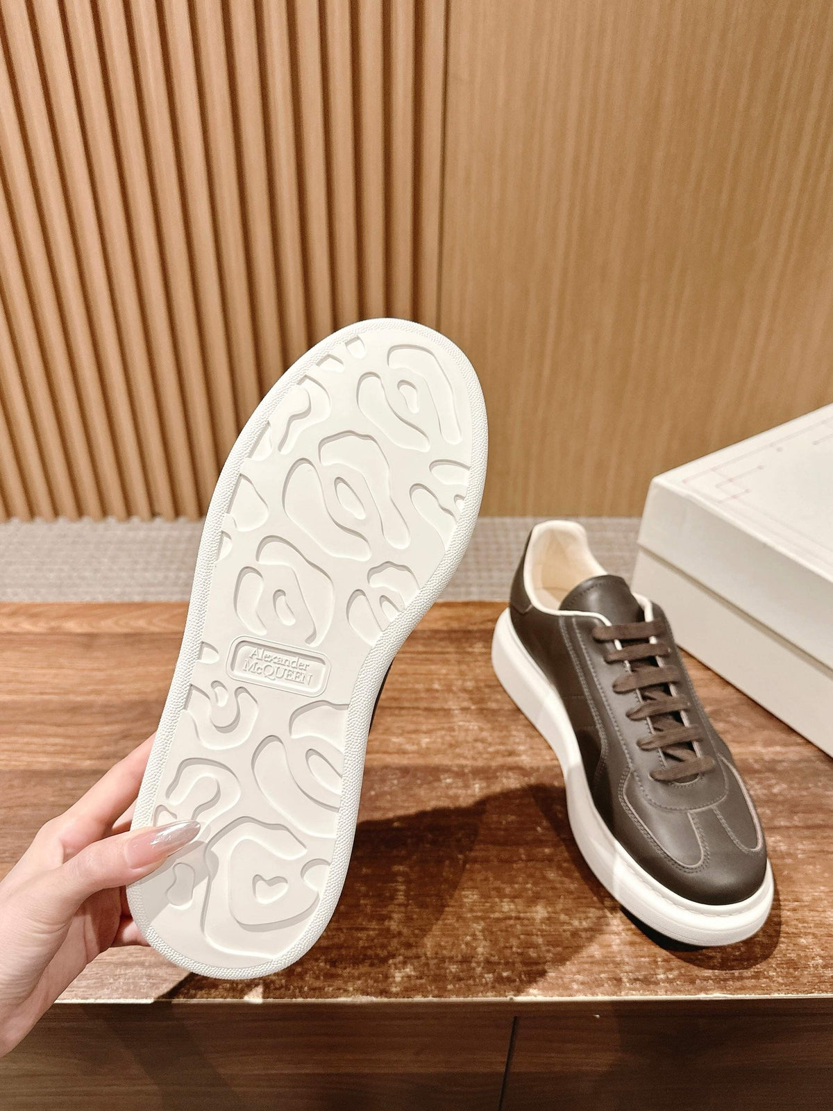 Dark Brown and White Sneakers