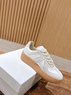 White Leather Gum Sole Low-Top - Women's