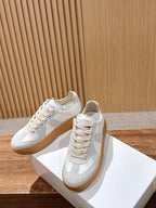 White Leather Gum Sole Low-Top - Women's