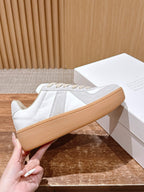 White Leather Gum Sole Low-Top - Women's