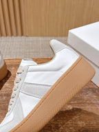 White Leather Gum Sole Low-Top - Women's