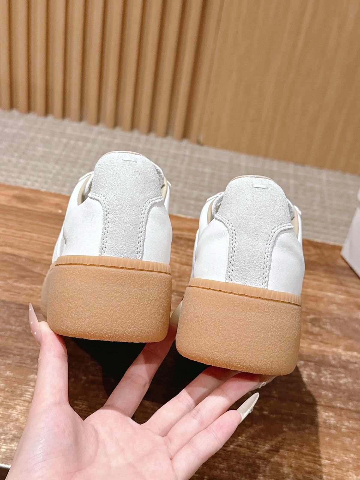 White Leather Gum Sole Low-Top - Women's