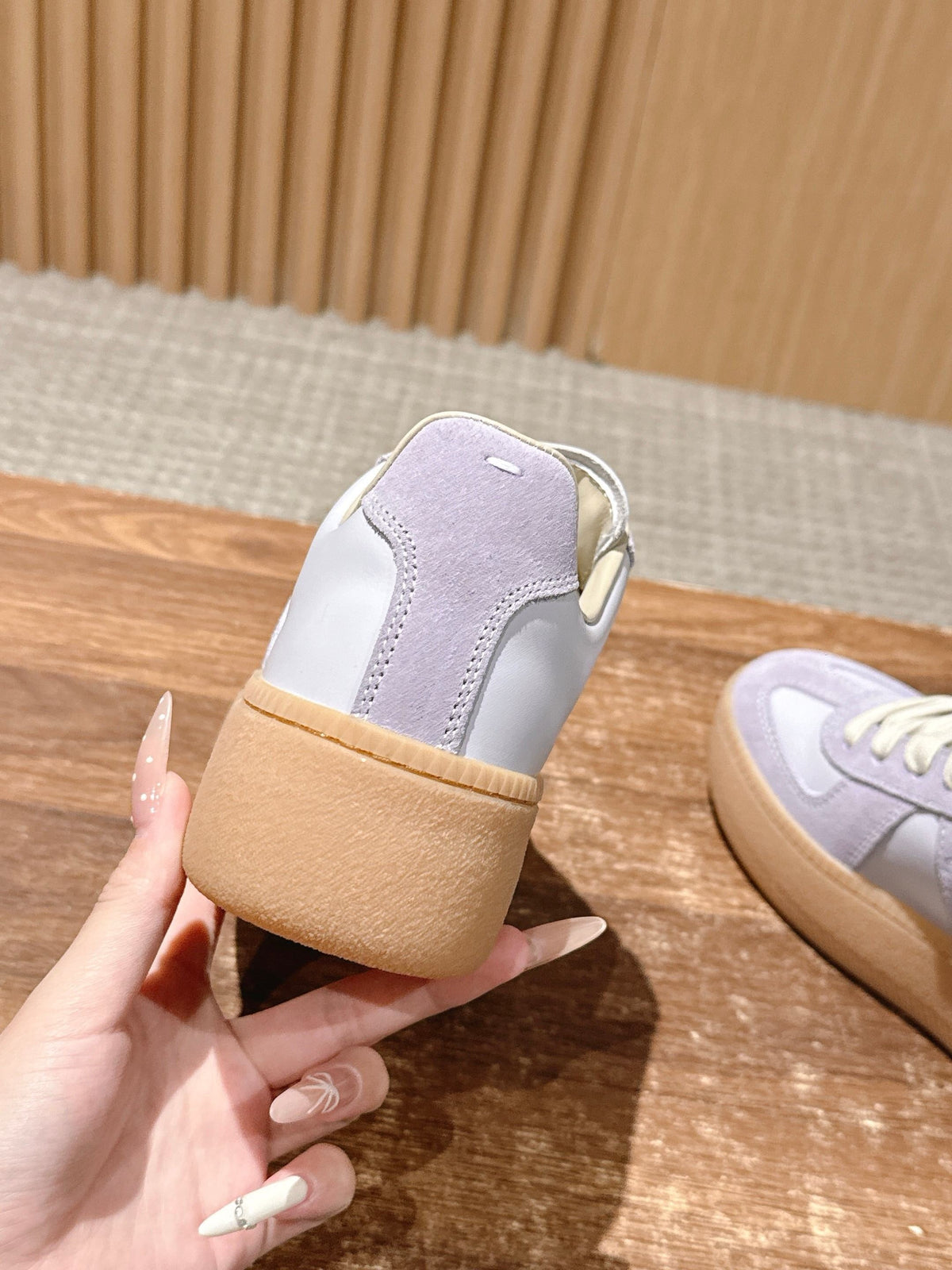 White Leather Gum Sole Low-Top - Women's
