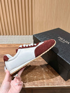 White Leather Colourblock Low-Top - Women's