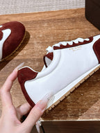 White Leather Colourblock Low-Top - Women's