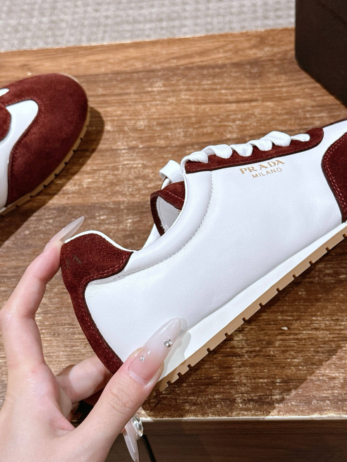 White Leather Colourblock Low-Top - Women's