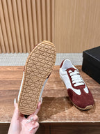 White Leather Colourblock Low-Top - Women's