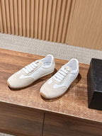 White Leather Colourblock Low-Top - Women's