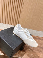 White Leather Colourblock Low-Top - Women's
