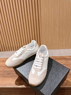 White Leather Colourblock Low-Top - Women's