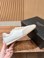 White Leather Colourblock Low-Top - Women's