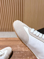 White Leather Colourblock Low-Top - Women's