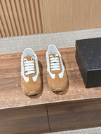 White Leather Colourblock Low-Top - Women's