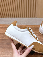 White Leather Colourblock Low-Top - Women's