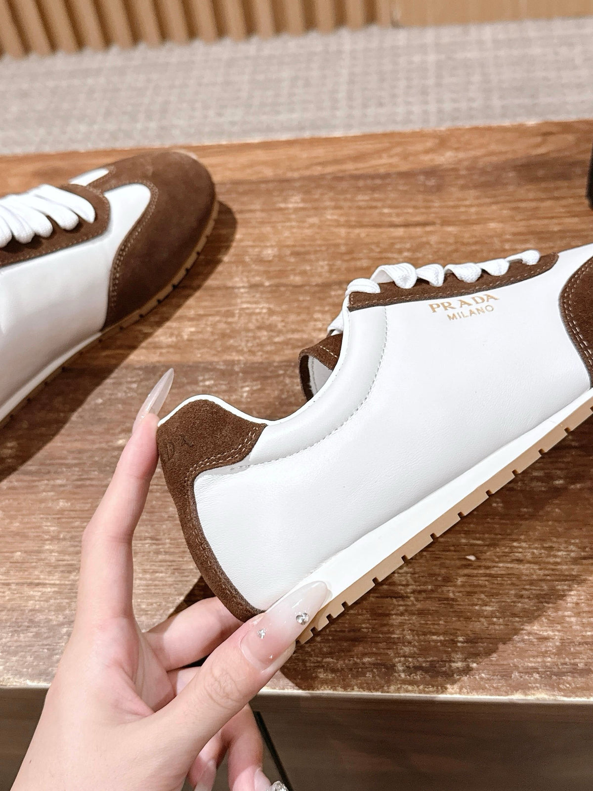 White Leather Colourblock Low-Top - Women's