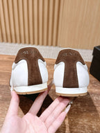 White Leather Colourblock Low-Top - Women's