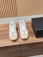 White Leather Colourblock Low-Top - Women's