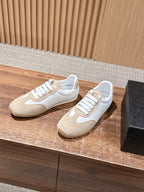 White Leather Colourblock Low-Top - Women's