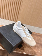 White Leather Colourblock Low-Top - Women's