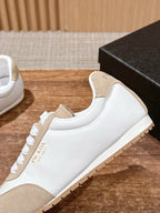White Leather Colourblock Low-Top - Women's