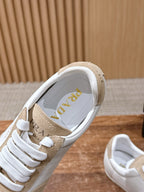 White Leather Colourblock Low-Top - Women's
