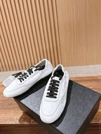 White Leather Contrast Laces Low-Top - Women's
