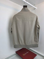 Grey Wool Plain Bomber - Men's