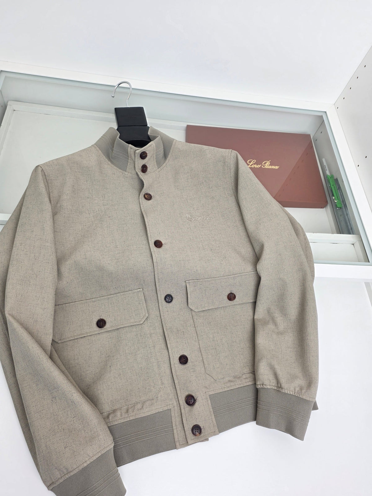 Grey Wool Plain Bomber - Men's