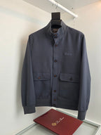 Grey Wool Plain Bomber - Men's