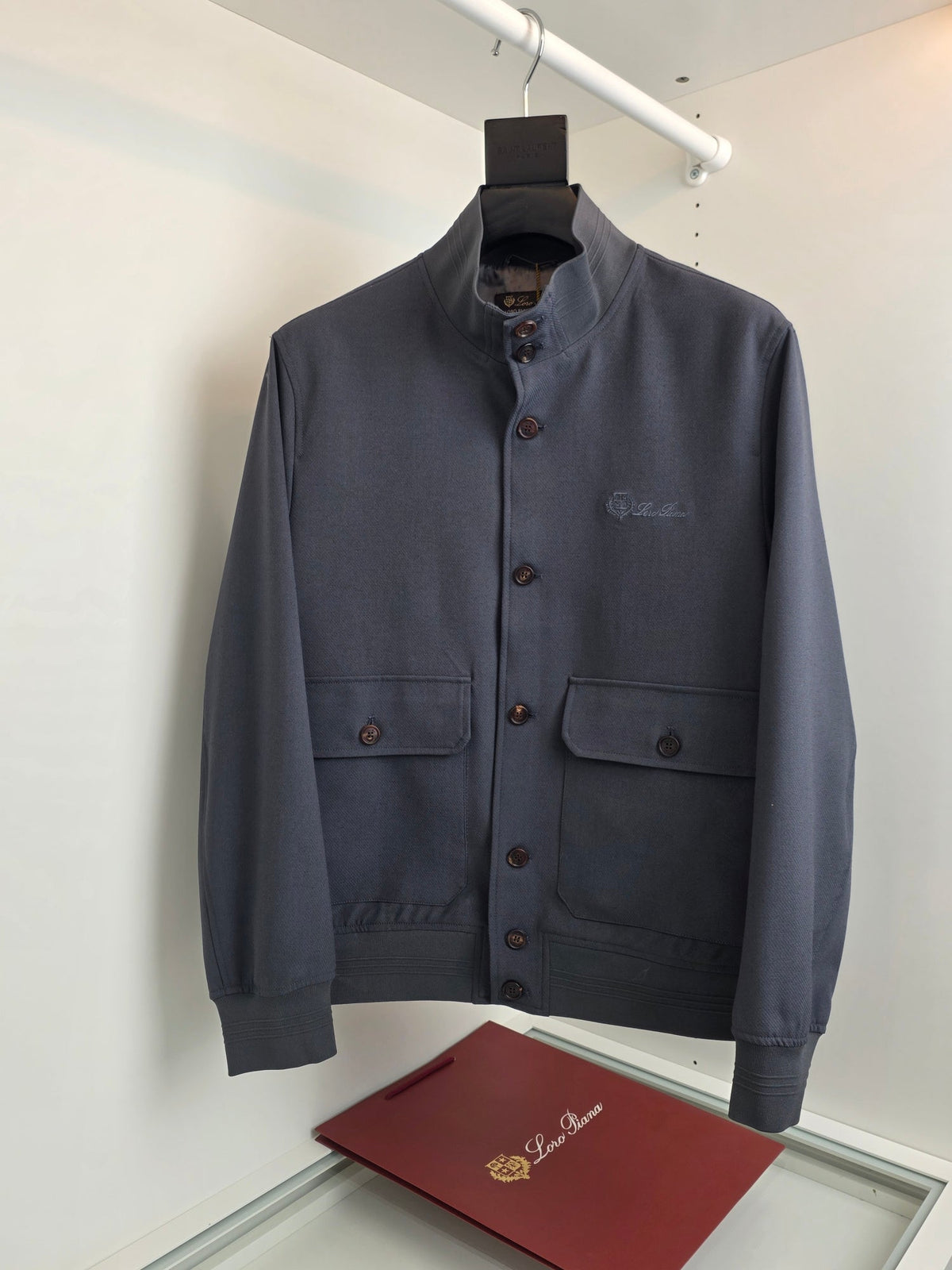 Grey Wool Plain Bomber - Men's
