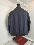 Grey Wool Plain Bomber - Men's