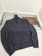Grey Wool Plain Bomber - Men's