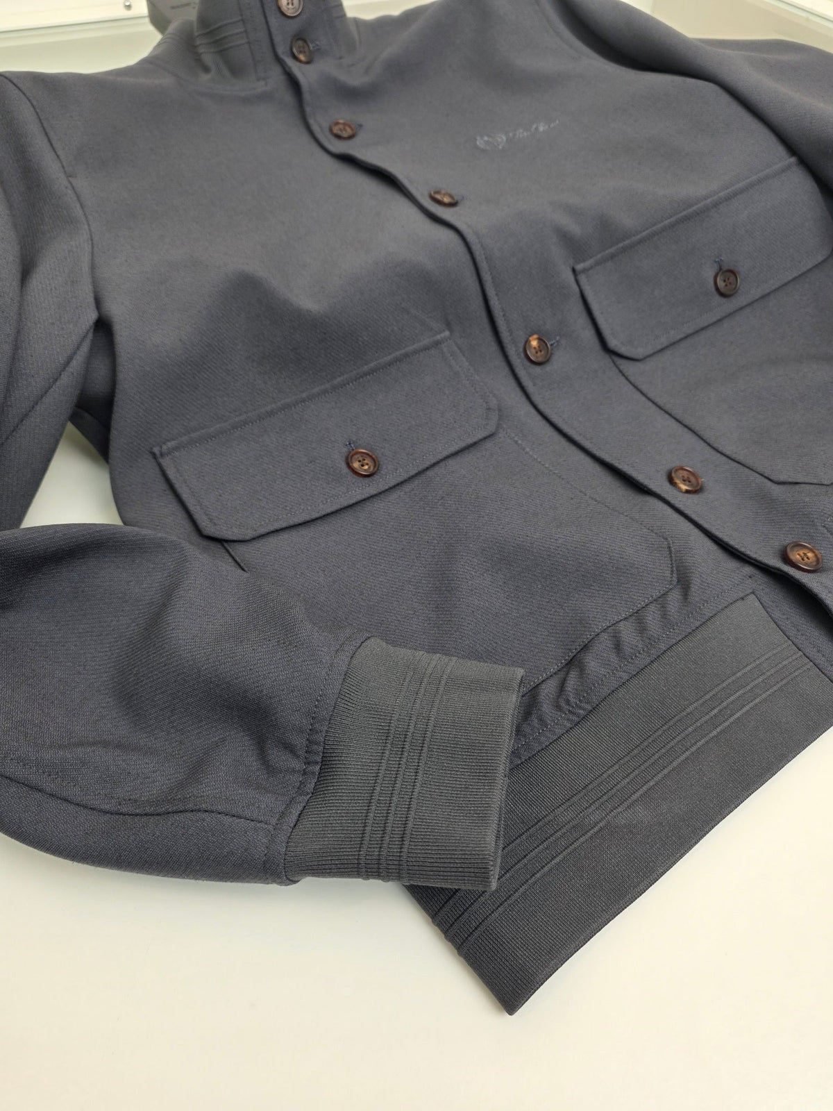 Grey Wool Plain Bomber - Men's