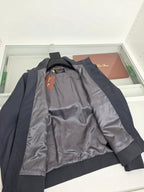 Grey Wool Plain Bomber - Men's