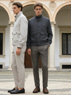 Grey Wool Plain Bomber - Men's