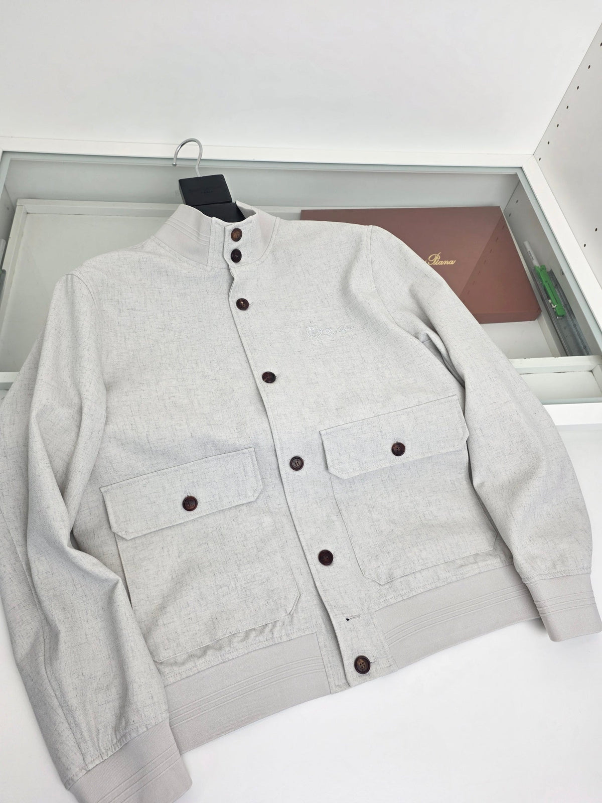 Grey Wool Plain Bomber - Men's