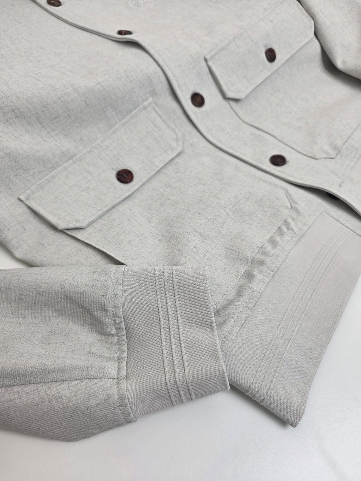 Grey Wool Plain Bomber - Men's