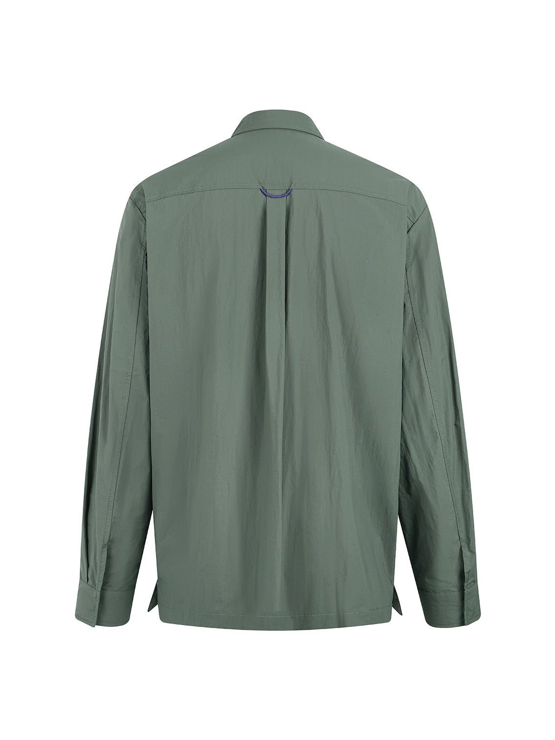 Green Nylon Plain Shirt Jacket - Men's