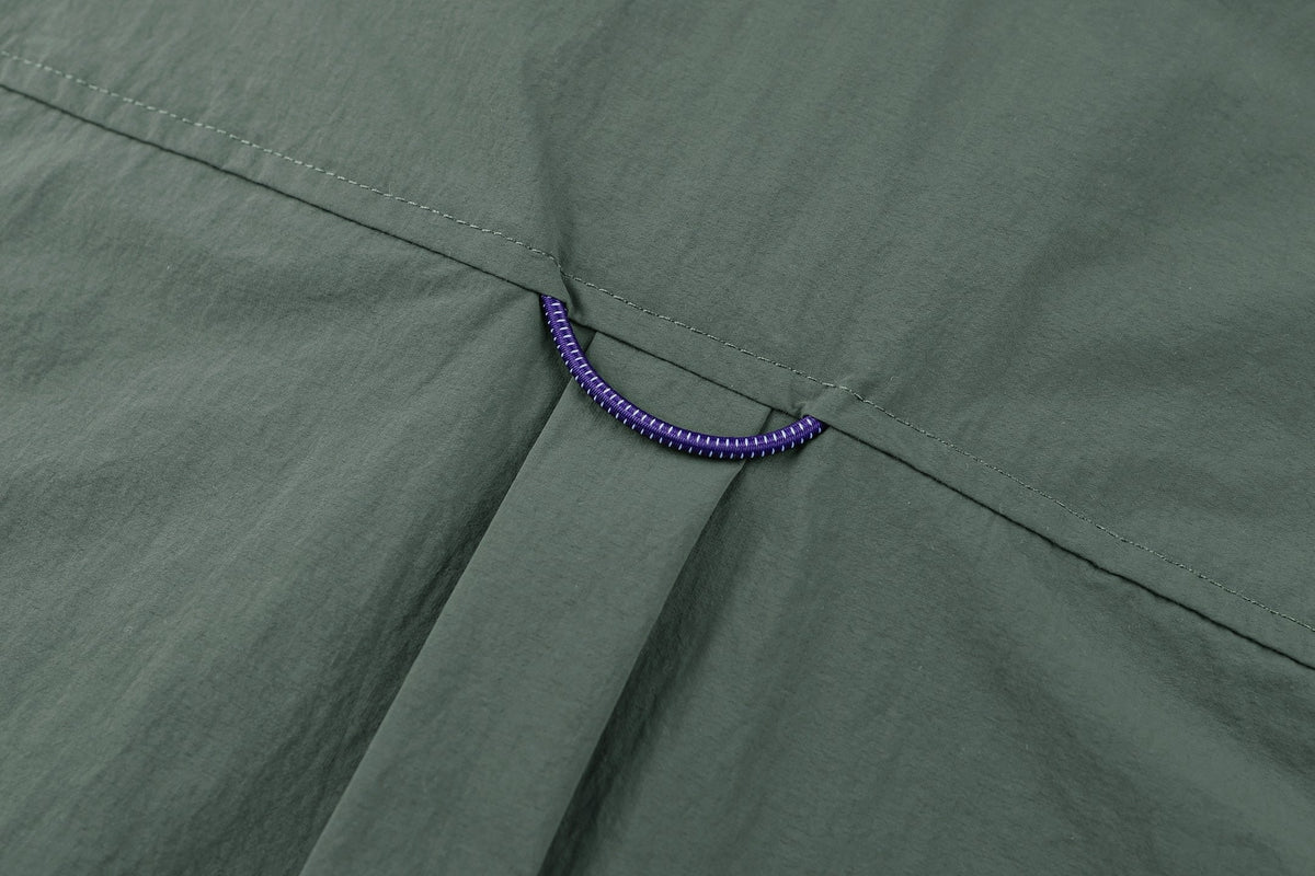 Green Nylon Plain Shirt Jacket - Men's